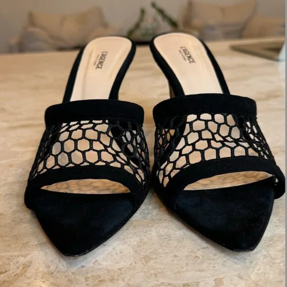 L'AGENCE Open Toe Suede Mesh Mule - Picture 2 of 6